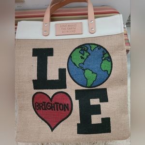 NWOT Brighton Burlap Tote Bag